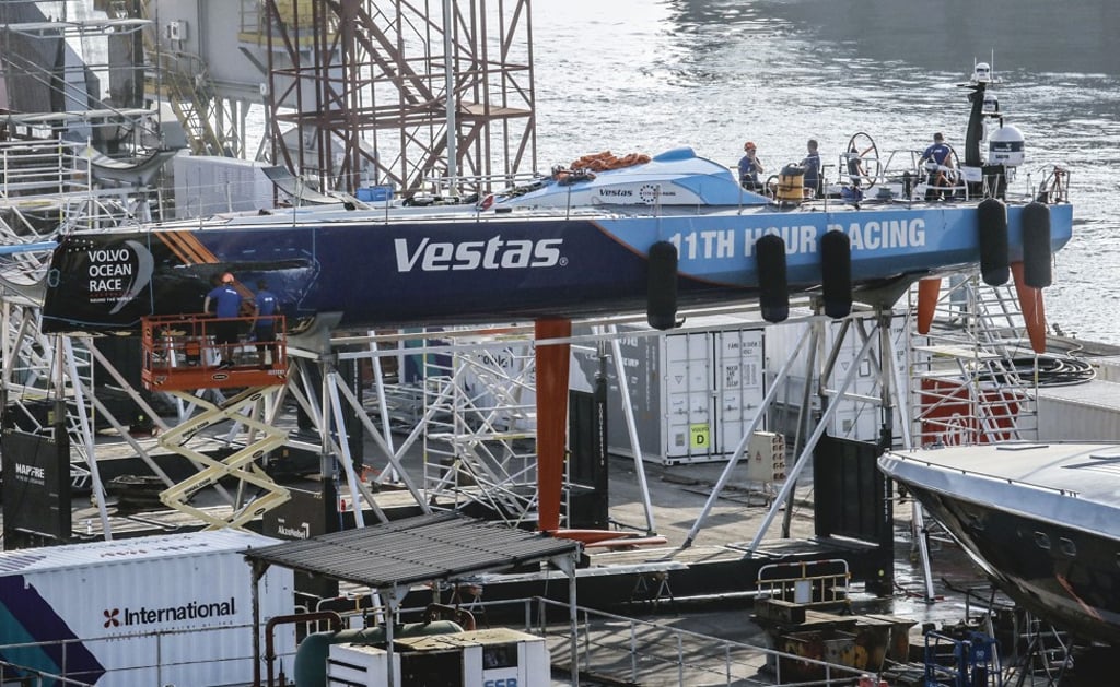 The Vestas yacht was sent to a port in Tsing Yi after it hit a mainland fishing boat at about 2am on Saturday. Photo: Felix Wong