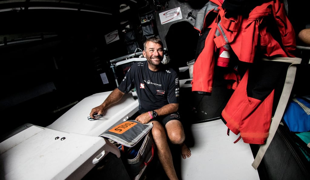 Witt relaxes inside Scallywag as they head for victory in Hong Kong. Photo: Konrad Frost/Volvo Ocean Race