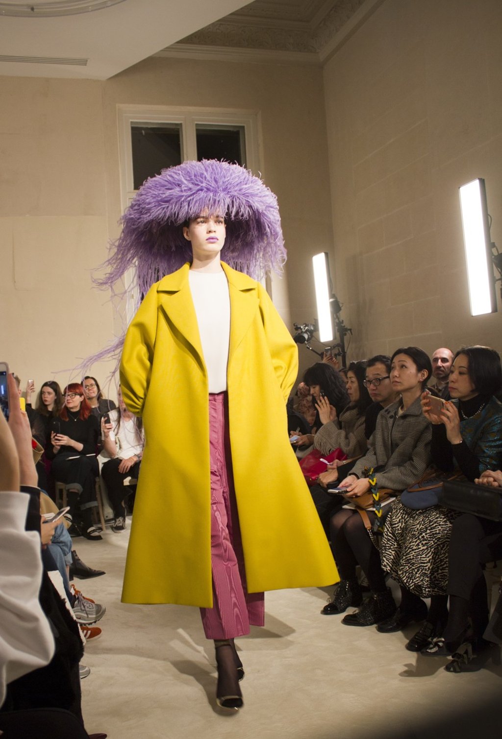 Colourful feathered hats complemented the colours of the outfits in Valentino’s collection. Photo: Akim Mousterou Colourful feathered hats complemented the colours of the outfits in Valentino’s collection. Photo: Akim Mousterou