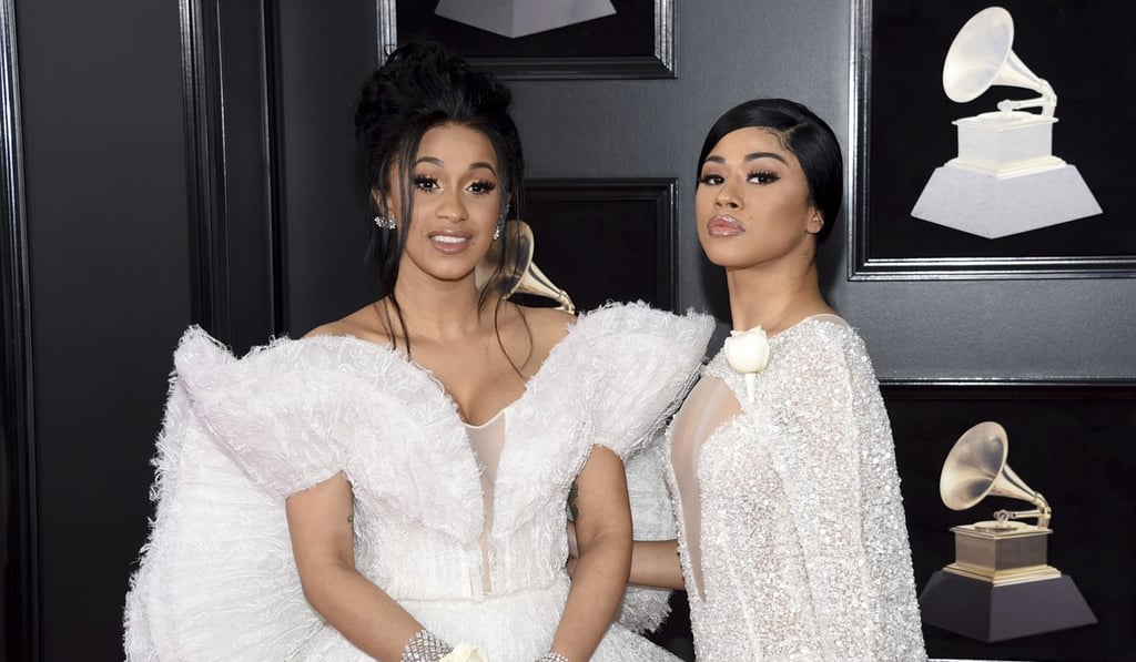 Cardi B, left, and Hennessy Carolina arrive at the 60th annual Grammy Awards at Madison Square Garden on Sunday in New York. Photo: AP