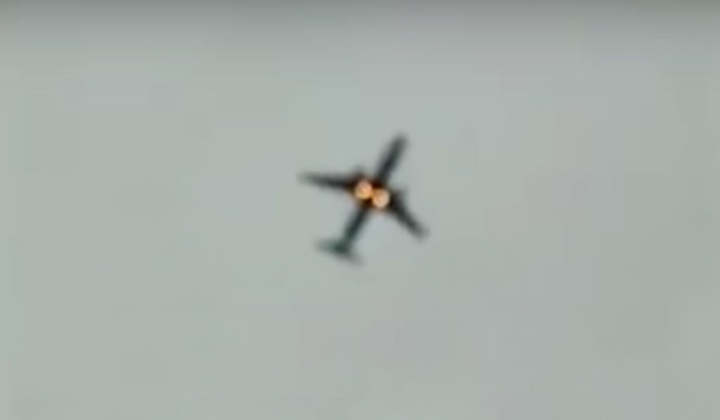 Online footage shows a fire on the military aircraft. Photo: Phoenix TV