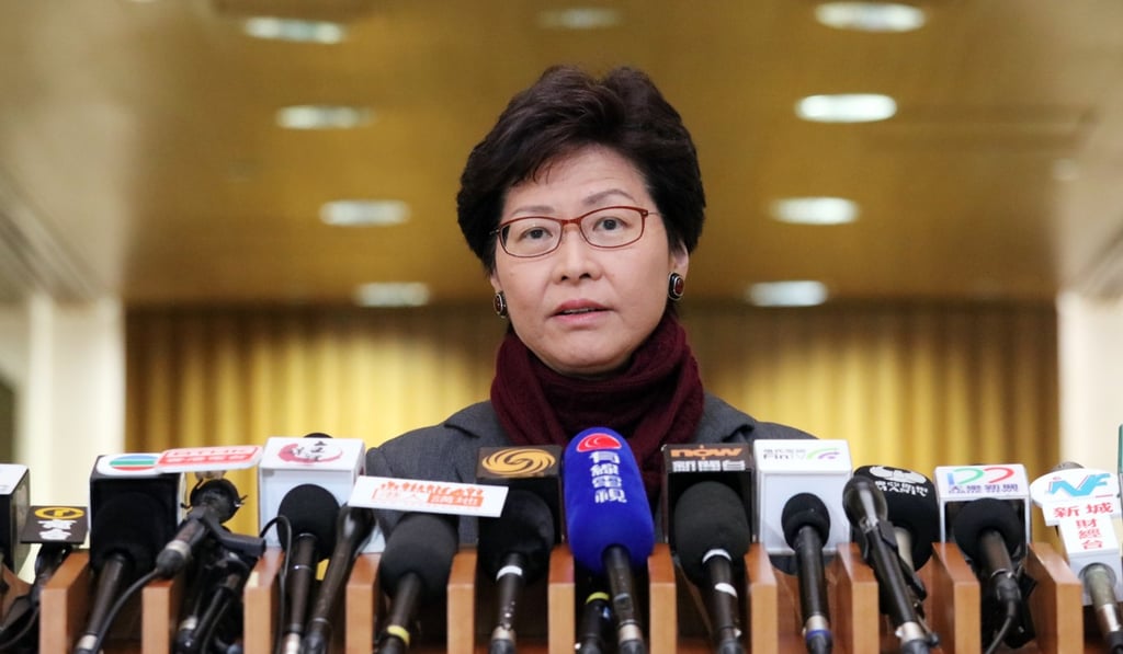 Chief Executive Carrie Lam Cheng Yuet-ngor meets the press before the Executive Council meeting. Photo: Felix Wong