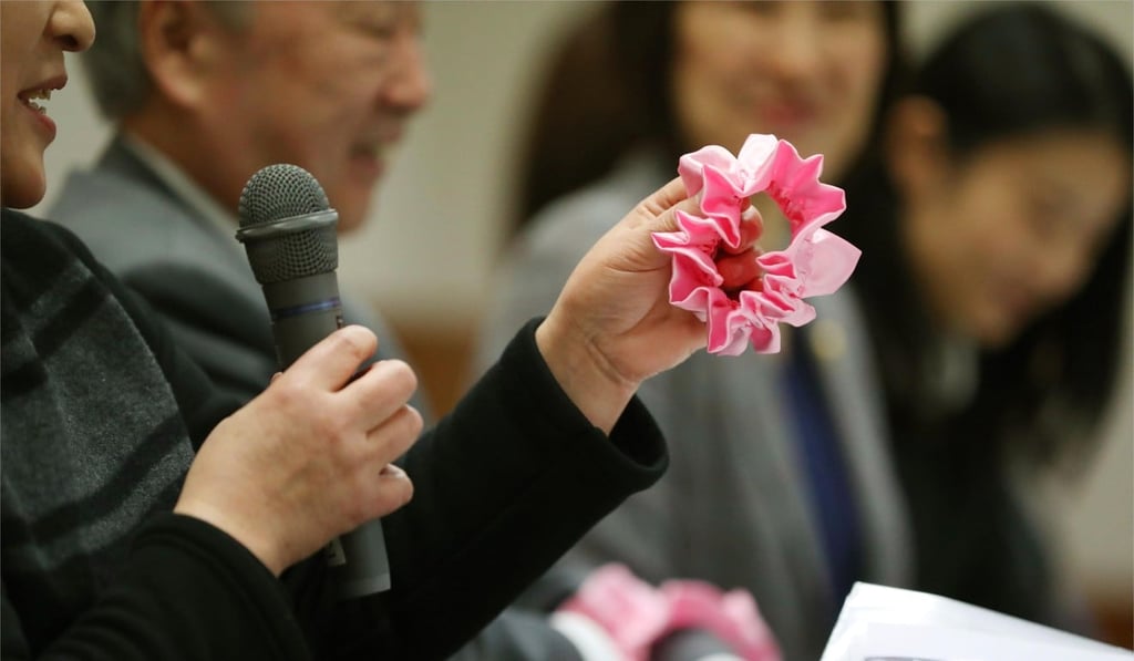 The sister-in-law of a woman who is seeking damages from the Japanese government over her forced sterilisation under the now-defunct eugenic protection law meets the press in Sendai, Miyagi Prefecture, on Tuesday. Photo: Kyodo The sister-in-law of a woman who is seeking damages from the Japanese government over her forced sterilisation under the now-defunct eugenic protection law meets the press in Sendai, Miyagi Prefecture, on Tuesday. Photo: Kyodo