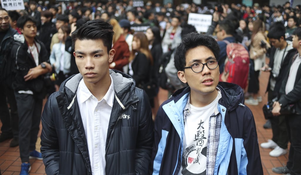 (From left) Lau Tsz-kei and Andrew Chan Lok-hang will learn the fate of their suspensions by the end of this week. Photo: Winson Wong