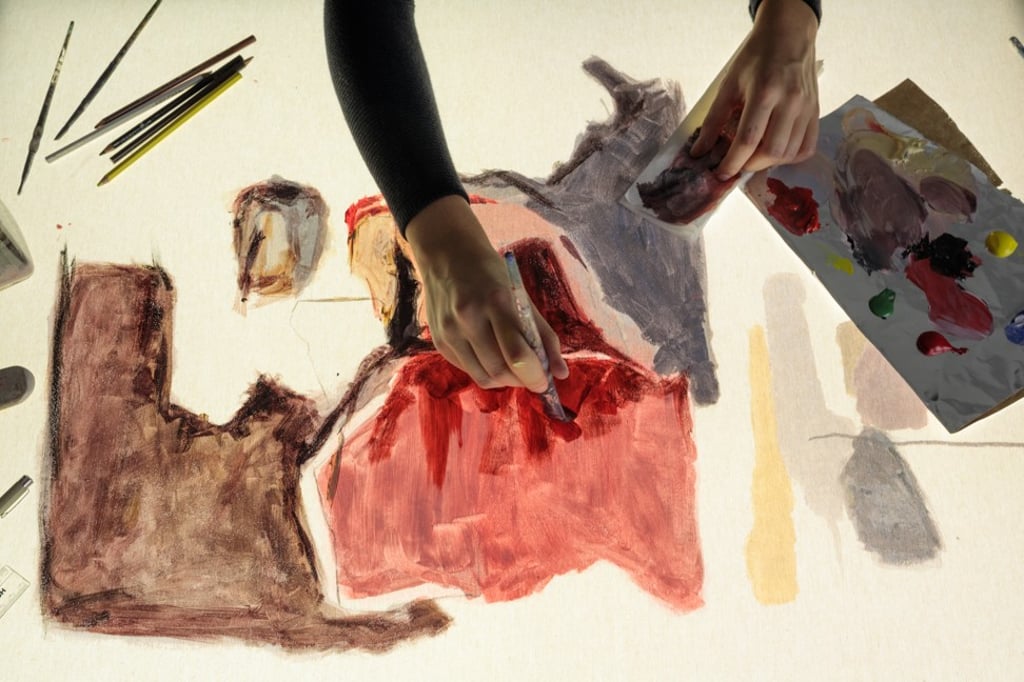 The making of the Paint cushion. The making of the Paint cushion.