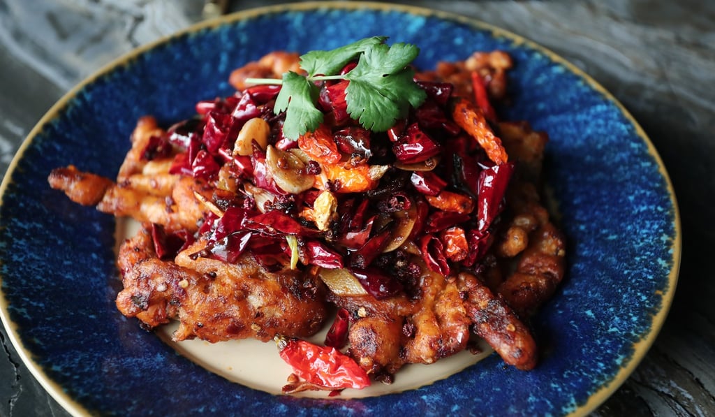 Fried crispy softshell crab with Sichuan dried chilli. Photo: Jonathan Wong