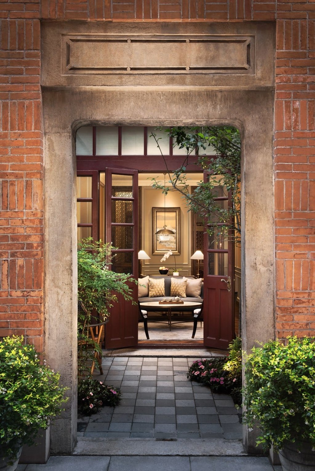The entrance to a villa at the Capella Shanghai, Jian Ye Li.