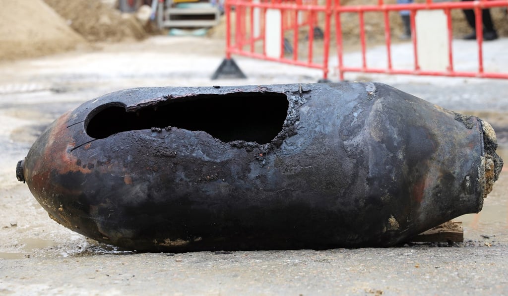 The bomb was moved from the site after being disarmed by officers. Photo: Sam Tsang