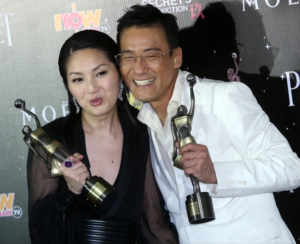 Leung Ka-fai with actress Miriam Yeung Chin-wah backstage at the 32nd Hong Kong Film Awards in 2013. Photo: Sam Tsang