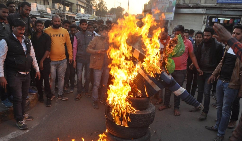 Indian protesters protest against the release of Bollywood film Padmaavat. Photo: AFP