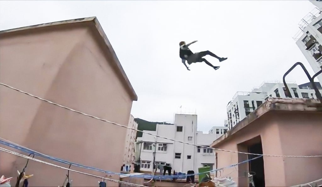 A still from the video released by the Storror parkour collective from the UK of their exploits on Tsim Sha Tsui rooftops. Photo: courtesy of Facebook