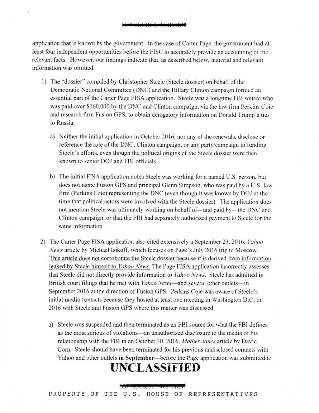 The second page of the memo. Photo: House Intelligence Committee via AP