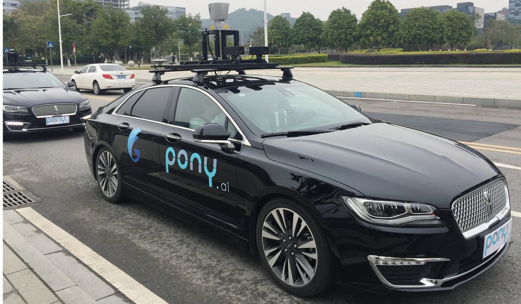 Self-driving cars developed by Pony.ai seen in the Nanshan district of Guangzhou. Photo: SCMP