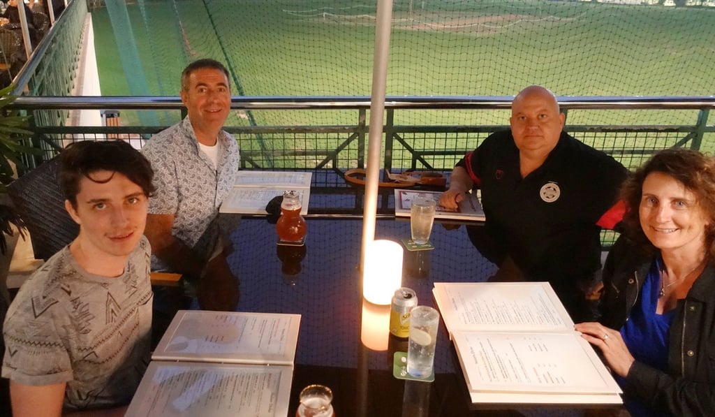 Michael Johnson takes tour members from Australia to Kowloon Cricket Club for dinner. Photo: Handout