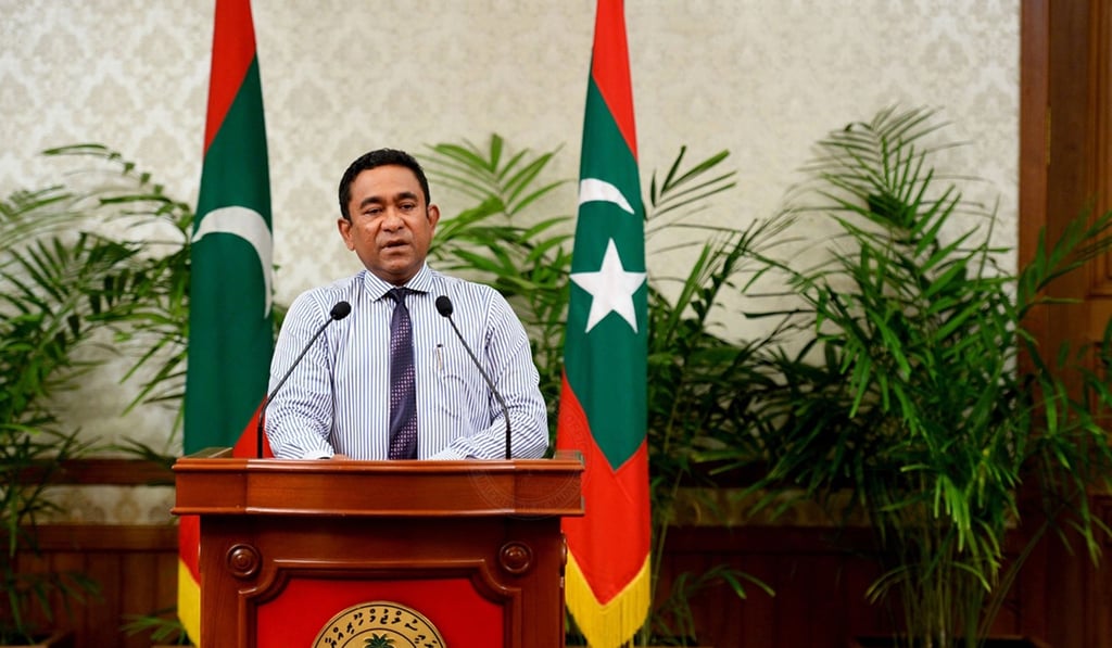 Maldives President Abdulla Yameen declared a 15-day state of emergency, deepening the political crisis in the Indian Ocean nation. Photo: AFP Maldives President Abdulla Yameen declared a 15-day state of emergency, deepening the political crisis in the Indian Ocean nation. Photo: AFP