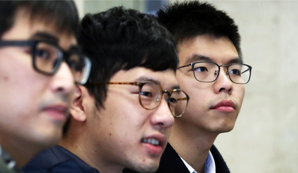 Alex Chow (left), Nathan Law and Joshua Wong. Photo: Nora Tam