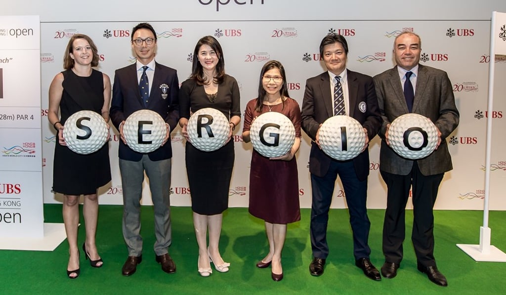 Hong Kong Golf Club captain Arnold Wong (second left) with other officials at a Hong Kong Open press conference last year. Photo: handout Hong Kong Golf Club captain Arnold Wong (second left) with other officials at a Hong Kong Open press conference last year. Photo: handout