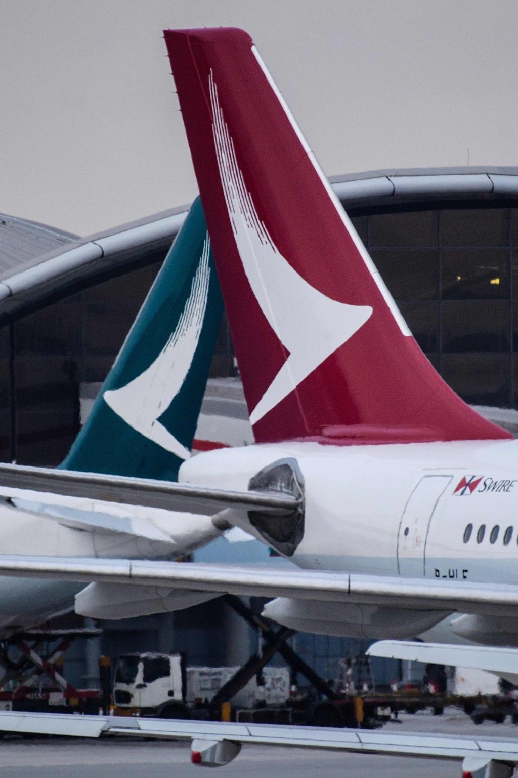 Cathay Pacific planes are parked on the tarmac at the international airport in Hong Kong. Photo: AFP