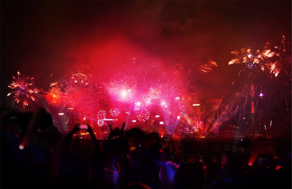 Hong Kong’s Lunar New Year fireworks display, seen from HEXA. Hong Kong’s Lunar New Year fireworks display, seen from HEXA.