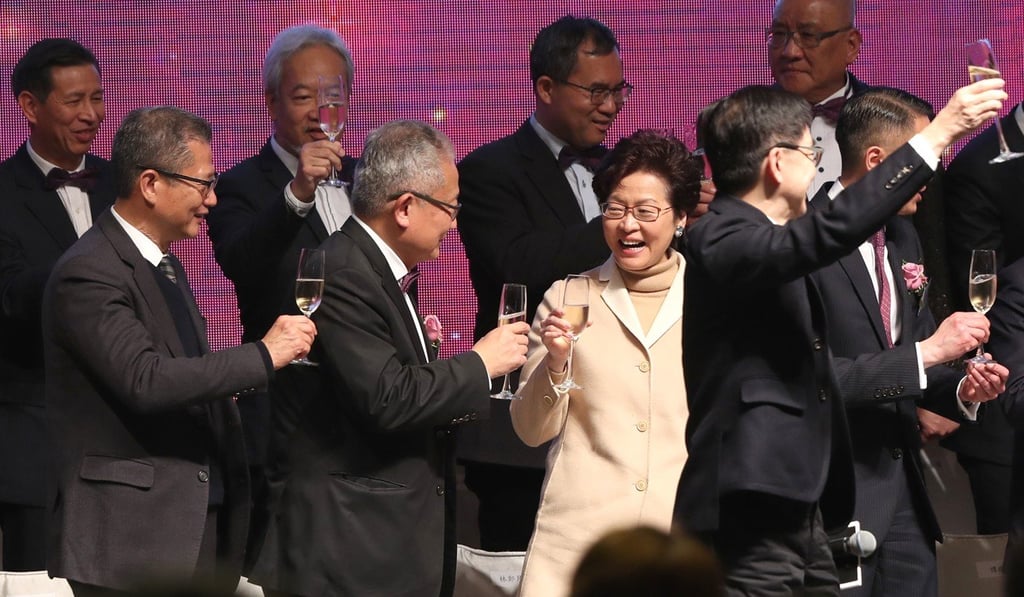 Financial Secretary Paul Chan Mo-po with Chief Executive Carrie Lam Cheng Yuet-ngor at the inauguration ceremony. Photo: K.Y. Cheng