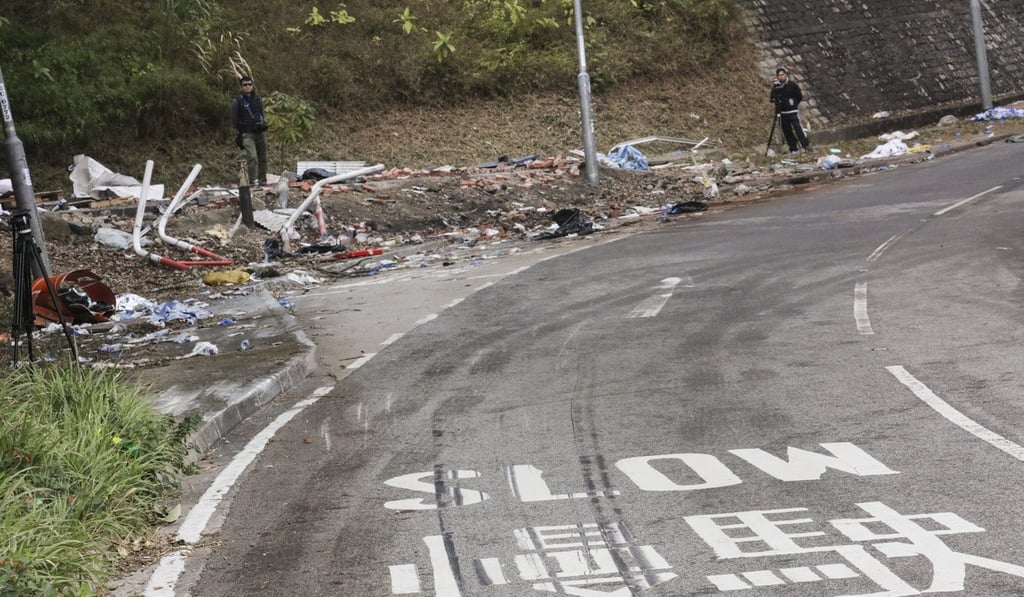 The crash caused windows to shatter and a fire to break out on board the double-decker. Photo: Felix Wong