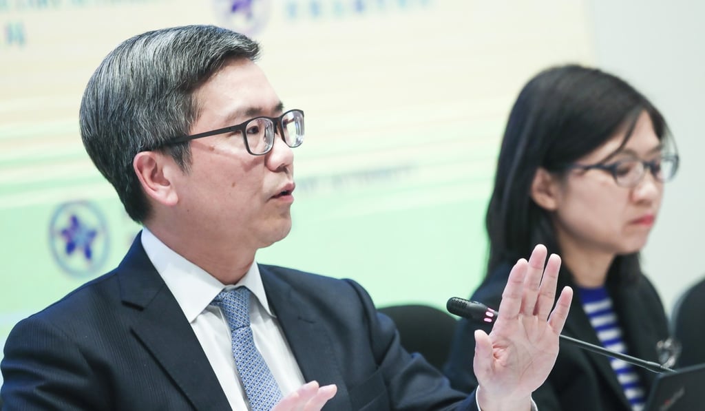 Hong Kong Monetary Authority officials Arthur Yuen and Carmen Chu speak to the press in Central on February 1. The HKMA has written two white papers on distributed ledger technology – of which blockchain is one form – outlining its potential applications and related issues. Photo: Jonathan Wong