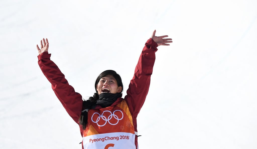 China’s Liu celebrates during the victory ceremony. Photo: AFP
