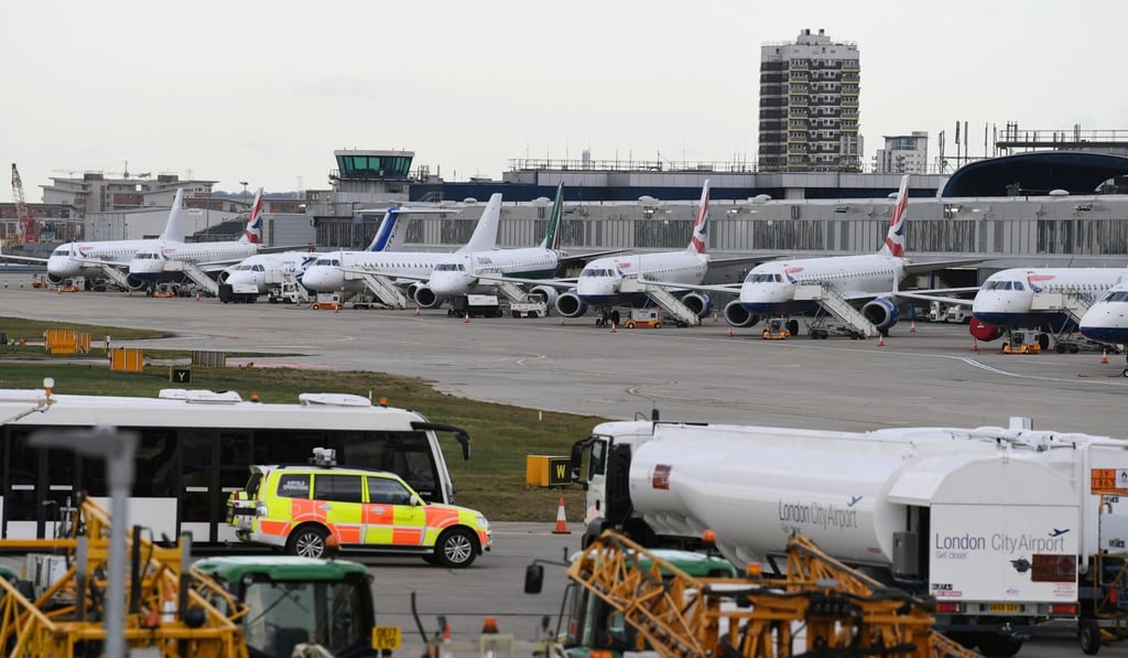 A view of London City Airport on February 12, 2018. An unexploded second world war bomb was discovered in the Thames nearby causing the airport to close. Photo: EPA-EFE