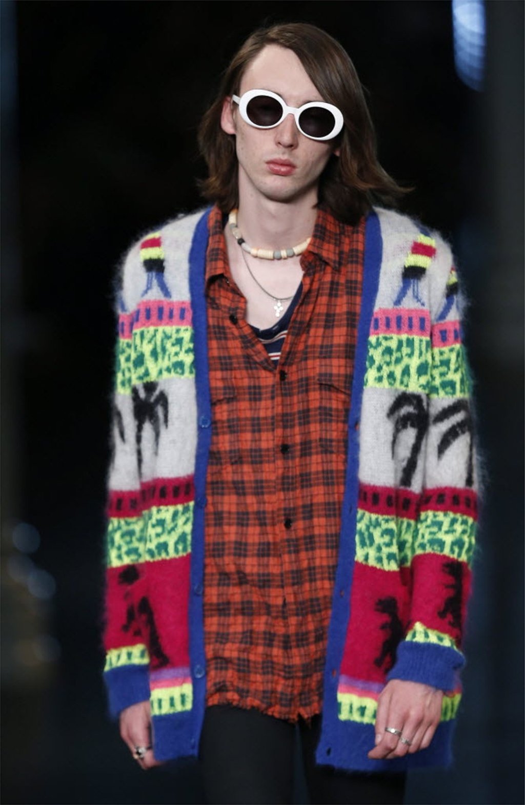 A model presents a creation from the Spring/Summer 2016 Menswear collection by French designer Hedi Slimane for Saint Laurent Paris fashion house during the Paris Men's Fashion Week, in Paris, France, 28 June 2015. Photo: EPA/IAN LANGSDON