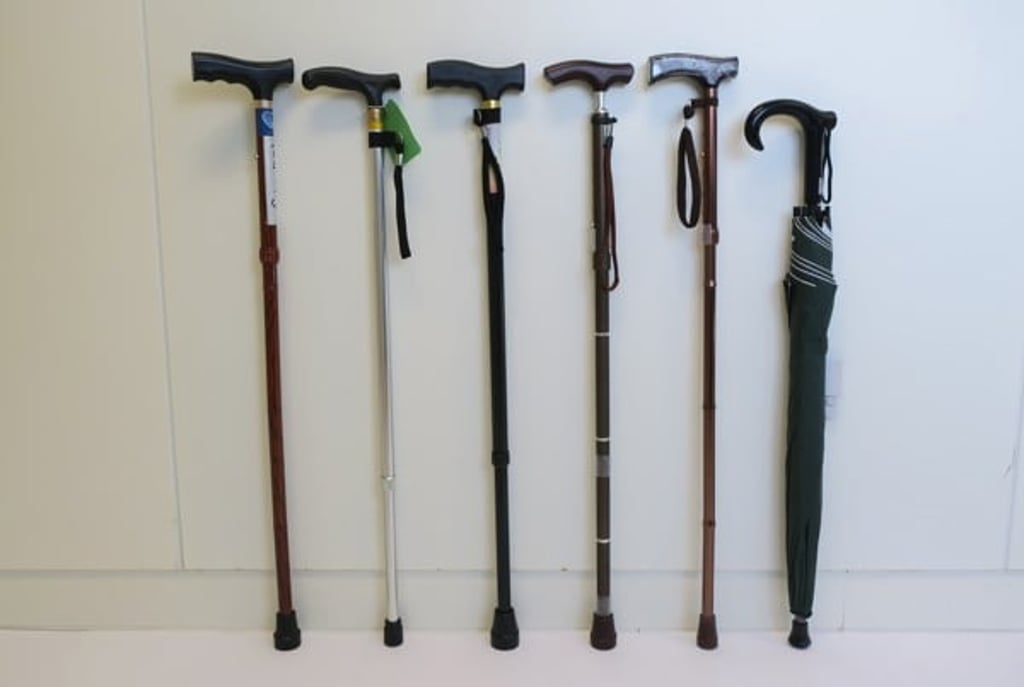 Some of the walking sticks tested. Photo: Handout