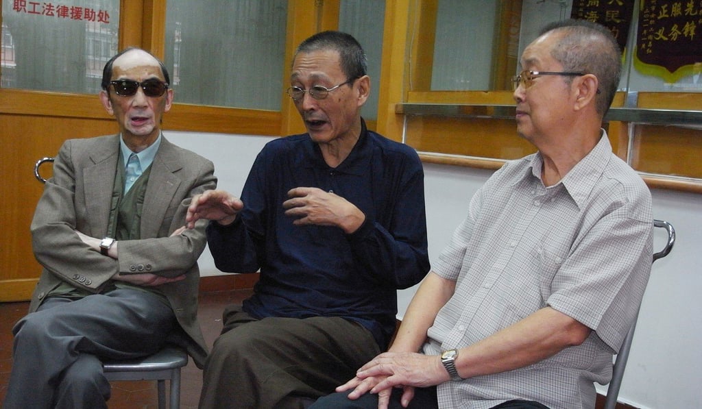 (From left) Chan Wai, Lee Lok-ping and Li Cherk-chiu each left Hong Kong to settle in Guangdong when they retired. Photo: Mimi Lau