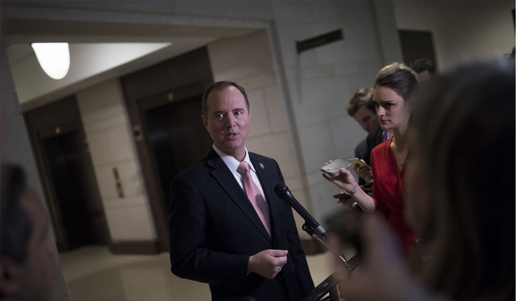 California Representative Adam Schiff, a ranking member on the House Intelligence Committee, speaks with reporters on Capitol Hill on Thursday. The Committee is considering holding former Trump advisor Steve Bannon in contempt of Congress. Photo: Getty Images via AFP California Representative Adam Schiff, a ranking member on the House Intelligence Committee, speaks with reporters on Capitol Hill on Thursday. The Committee is considering holding former Trump advisor Steve Bannon in contempt of Congress. Photo: Getty Images via AFP