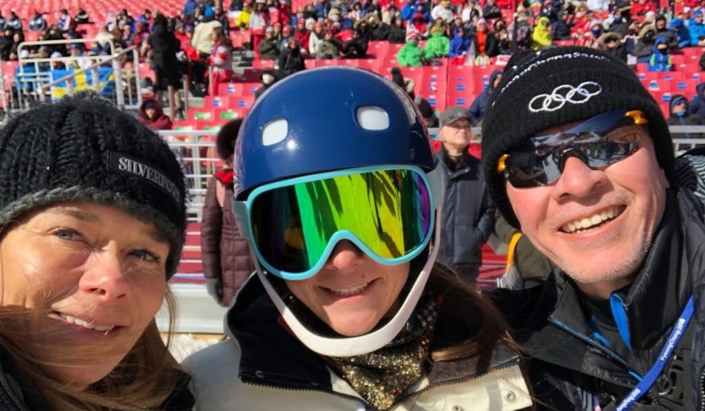 Ng with her parents in Pyeongchang.