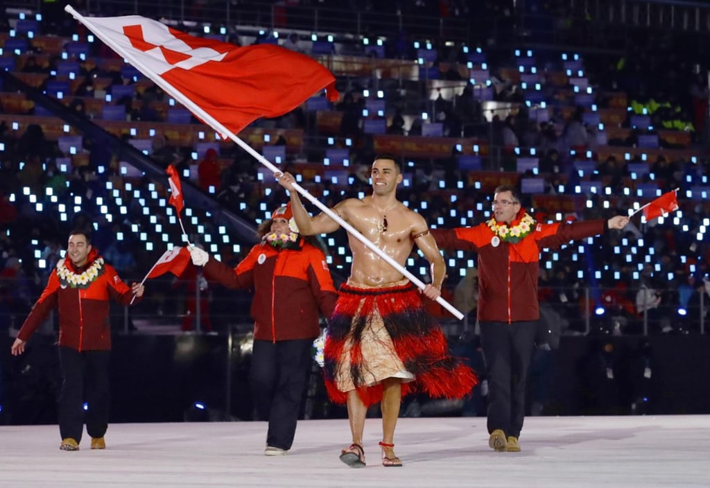 Tongan cross-country skier Pita Taufatofua has been a viral hit. Photo: Kyodo