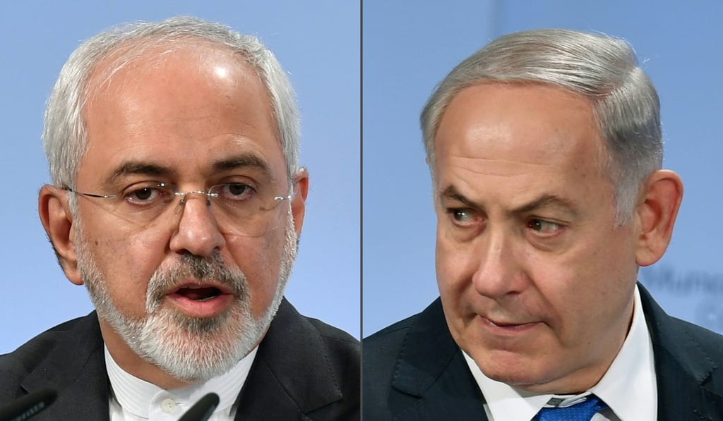 This combination of pictures created on February 18, 2018 shows Iranian Foreign Minister Mohammad Javad Zarif (left) and Israeli Prime Minister Benjamin Netanyahu as they attend the Munich Security Conference on Sunday. Photo: Agence France-Presse