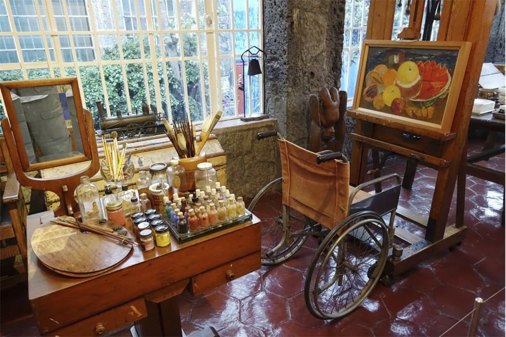 The work area of Frida Kahlo where she did some of her painting at La Casa Azul, the Museo Frida Kahlo, where she lived with her husband, Diego Rivera, in Mexico City. Photo: AP The work area of Frida Kahlo where she did some of her painting at La Casa Azul, the Museo Frida Kahlo, where she lived with her husband, Diego Rivera, in Mexico City. Photo: AP
