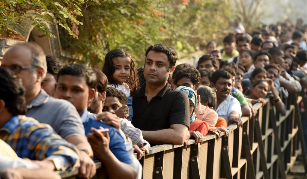 Fans queue up to pay their respects to Indian actress Sridevi before her funeral in Mumbai on February 28. Photo: AFP