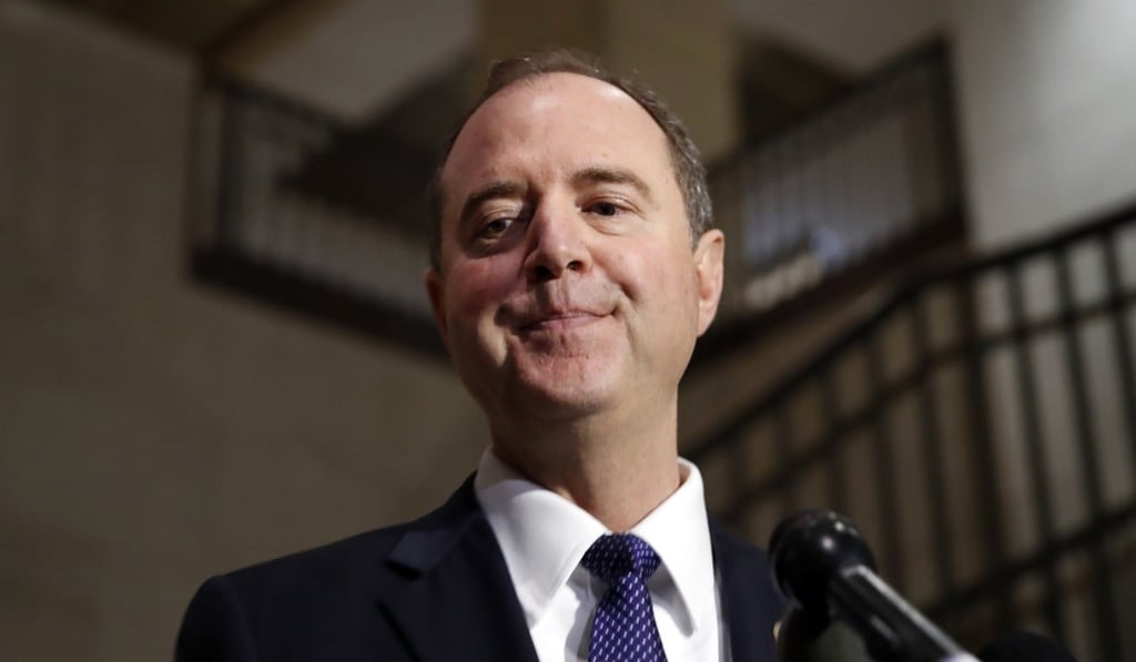 Representative Adam Schiff (Democrat, California; seen on February 5) says that he will ask her about claims that Donald Trump dictated a memo to cover for Donald Trump Jnr’s meeting with Russians – which could be obstruction of justice. File photo: AP