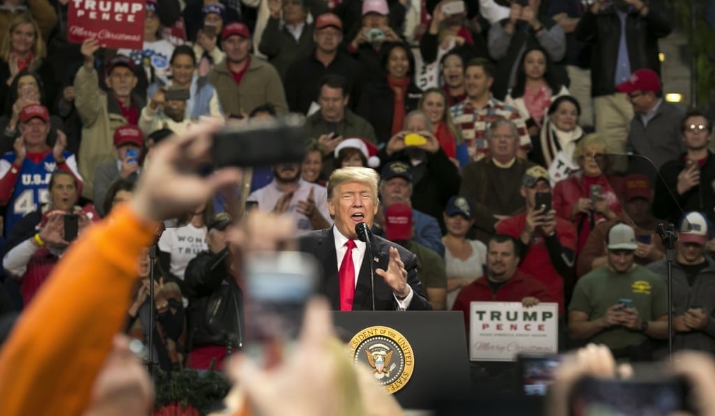 US President Donald Trump speaks during a rally in Pensacola, Florida, on December 8, 2017. Photo: Bloomberg