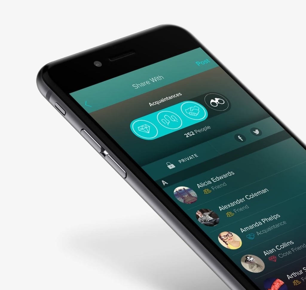 Vero's smart sharing interface.