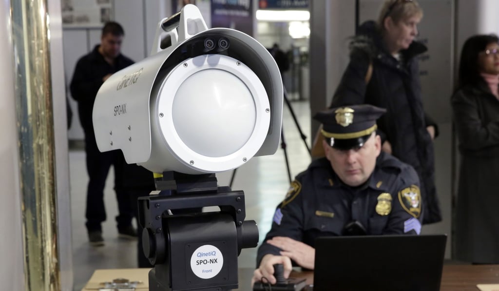 An Amtrak police officer uses a QinetiQ SPO-NX suicide vest-detection device during a Transportation Security Administration demonstration in New York's Penn Station on Tuesday. Photo: AP An Amtrak police officer uses a QinetiQ SPO-NX suicide vest-detection device during a Transportation Security Administration demonstration in New York's Penn Station on Tuesday. Photo: AP