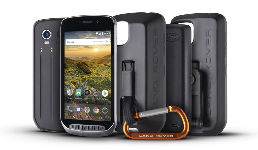 The Land Rover Explore smartphone comes with a carabiner for rock climbers.