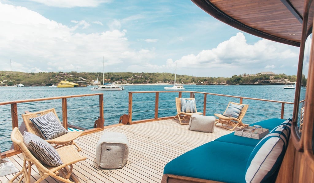 The front deck on the Rascal is a superb spot for a sundowner.