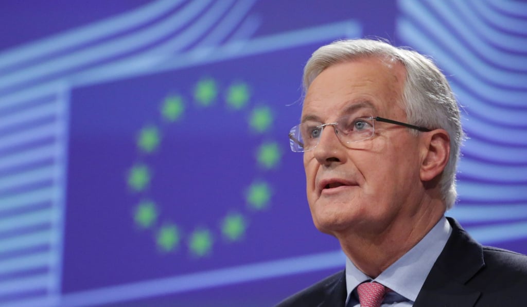 European Union Chief Negotiator in charge of Brexit negotiations, Michel Barnier speaks during a press conference after he unveiled a draft Brexit divorce treaty at the EU headquarters in Brussels on February 28. Photo: Agence France-Presse European Union Chief Negotiator in charge of Brexit negotiations, Michel Barnier speaks during a press conference after he unveiled a draft Brexit divorce treaty at the EU headquarters in Brussels on February 28. Photo: Agence France-Presse