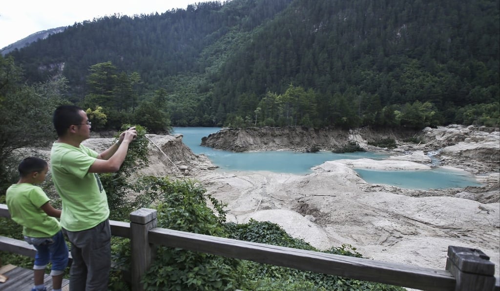 Sparkling Lake, one of the most popular locations for taking selfies and holiday snaps, is significantly smaller after the earthquake. Photo: Handout