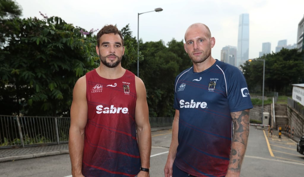 James Scaysbrook (right) with former England international Olly Barkley during his time at Kowloon. Photo: Edward Wong