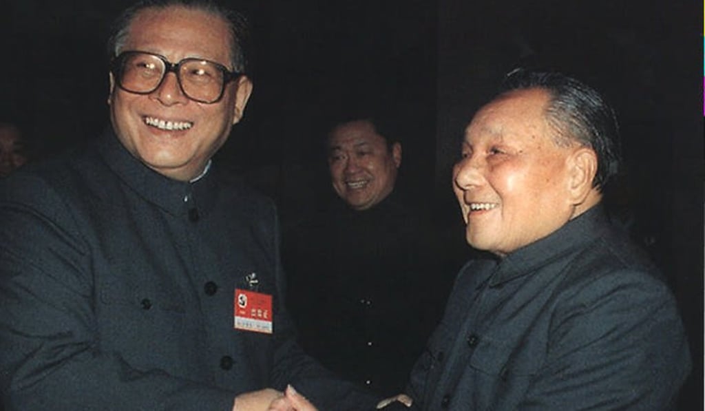 Former Chinese president Jiang Zemin with Deng Xiaoping in 1992. Photo: AFP
