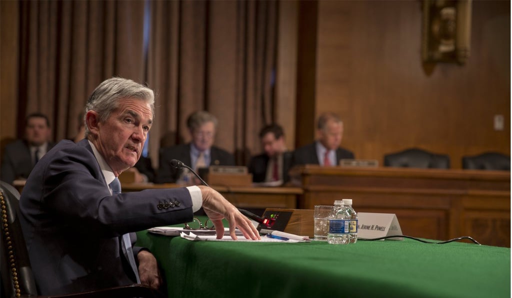 Fed Chair Jerome Powell speaks to Senate Committee on Banking, Housing, and Urban Affairs hearing on 'The Semiannual Monetary Policy Report to the Congress at the US Capitol in Washington on Thursday. Photo: EPA Fed Chair Jerome Powell speaks to Senate Committee on Banking, Housing, and Urban Affairs hearing on 'The Semiannual Monetary Policy Report to the Congress at the US Capitol in Washington on Thursday. Photo: EPA