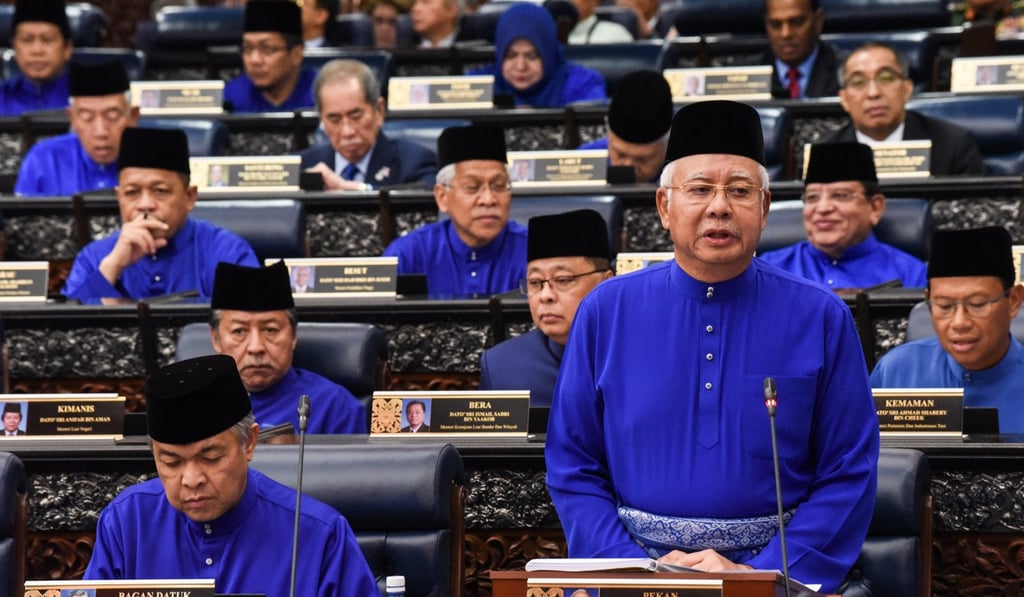Prime Minister Najib Razak gives his 2018 budget speech, during which he announced Women Empowerment Year. Photo: AFP
