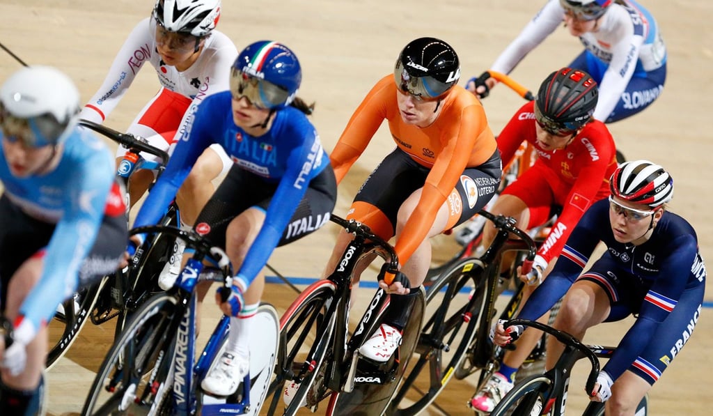 Competitors in action during the women's omnium event in Apeldoorn. Photo: EPA